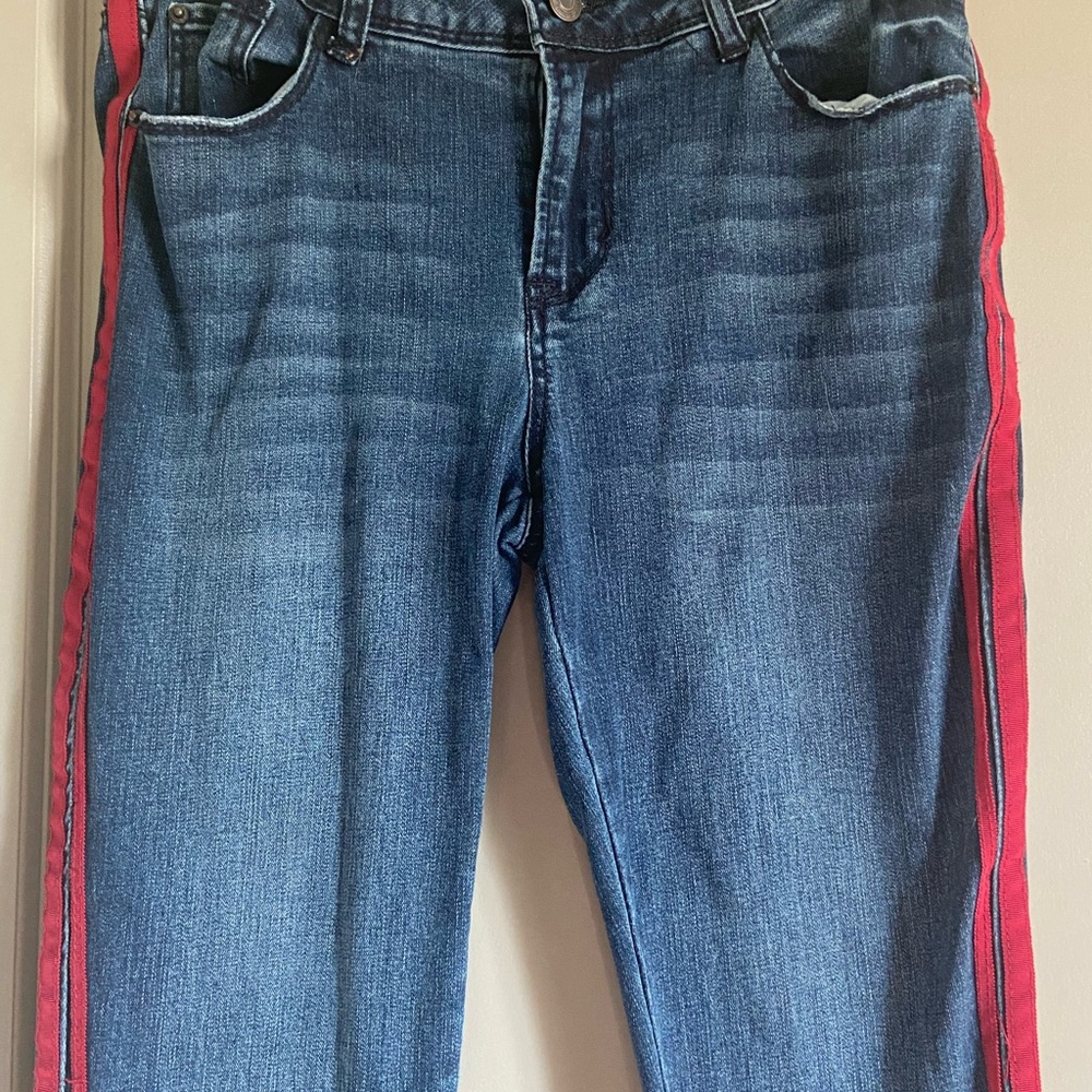 Kensie Blue and Red Straight Leg Jeans